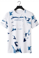 Premium White Graphic T shirt with Grey Colour Abstract Pattern (120–220 GSM)