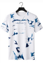 Premium White Graphic T shirt with Grey Colour Abstract Pattern (120–220 GSM) - Image 2