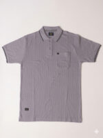 Premium Striped Polo T-Shirt – Classic Grey (200–240 GSM)
