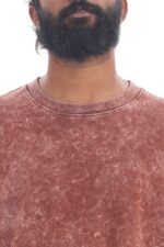 Half Sleeve; Round Neck; Oversized Fit; Premium Reddish-Brown Mineral-wash finish colour Casual wear Fabric: 100% Cotton, Single Jersey Knitted, Drop Shoulder Over Sized 220-240GSM - Image 2