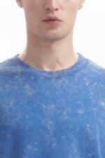 Half Sleeve; Round Neck; Oversized Fit; Premium Muted Sky Blue Mineral-wash finish colour Casual wear Fabric: 100% Cotton, Single Jersey Knitted, Drop Shoulder Over Sized 220-240GSM - Image 3
