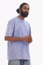 Half Sleeve; Round Neck; Oversized Fit; Premium muted slate purple colour Mineral-wash finish colour Casual wear Fabric: 100% Cotton, Single Jersey Knitted, Drop Shoulder Over Sized 220-240GSM - Image 4