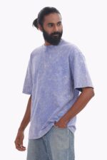 Half Sleeve; Round Neck; Oversized Fit; Premium muted slate purple colour Mineral-wash finish colour Casual wear Fabric: 100% Cotton, Single Jersey Knitted, Drop Shoulder Over Sized 220-240GSM