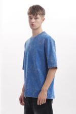 Half Sleeve; Round Neck; Oversized Fit; Premium Muted Sky Blue Mineral-wash finish colour Casual wear Fabric: 100% Cotton, Single Jersey Knitted, Drop Shoulder Over Sized 220-240GSM - Image 2