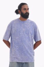 Half Sleeve; Round Neck; Oversized Fit; Premium muted slate purple colour Mineral-wash finish colour Casual wear Fabric: 100% Cotton, Single Jersey Knitted, Drop Shoulder Over Sized 220-240GSM - Image 2